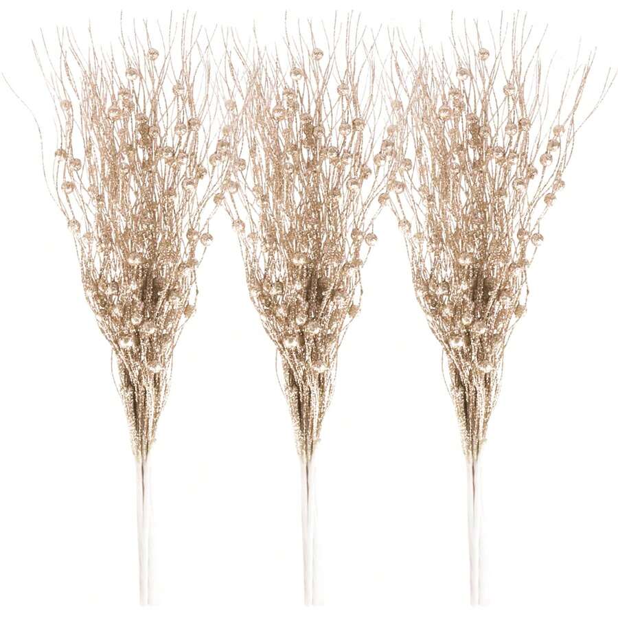 12pcs Sparkling Glitter Christmas Berry Picks - Perfect For DIY Wreaths, Tree Decorations & Holiday Crafts