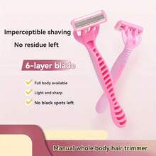 Smooth Glide 6-Layer Stainless Steel Razor For Women - Portable, Fragrance-Free Body Hair Removal Tool With Flexible Head,With Storage Box - Pink - View 9