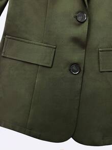 Women's Elegant Single Button Commuter Blazer - Olive Green - View 6