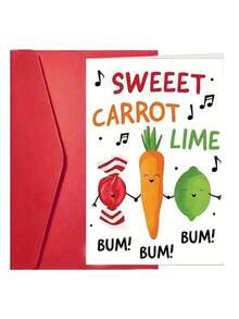 1/2/5/10 piezas Tarjeta de cumpleaños humorística para cualquiera - Diseño colorido de zanahoria dulce y lima, regalo divertido para él, ella, mamá, papá - Incluye sobre, adecuado para cumpleaños, felicitaciones, mejórate, buena suerte, página en blanco en el interior, regalo perfecto para el Día del Padre, Día de la Madre, varias festividades, aniversarios, fiestas, bodas y ocasiones especiales - Multicolor - Ver 13