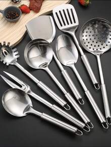 8-Piece Modern Stainless Steel Cookware Set - Cooking And Service Tools - Non-Stick Pans, Dishwasher - Perfect For Home Chefs And Cooking Enthusiasts - Essential For Holiday Life/Kitchen Essentials/Smooth Cookware/Durable Cookware,Kitchen Essentials,Kitchen,Quick Ship Items - 銀色 - 查看 1