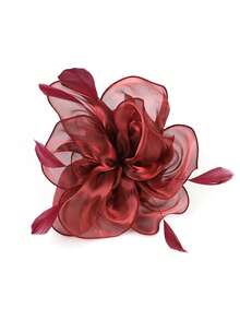 1件套精美头饰，茶会帽，饰有丝带、羽毛和发夹，适合女孩和女士，婚礼用品，发饰，迷你帽子，德比帽，礼物，晚宴 - 彩色 - 查看 12