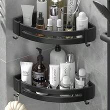 1 pieza Estante de ducha de esquina sin taladro - Caja de almacenamiento adhesiva para champú, jabón y artículos de baño esenciales