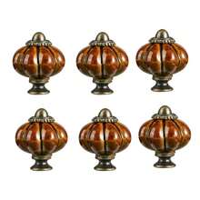 6pcs Acrylic Pumpkin Knobs, Vintage Cabinet Drawer Pulls, Single Hole With Screws, Decorative Dresser & Closet Hardware, Furniture Accessories For Home Renovation - Multicolor - View 12