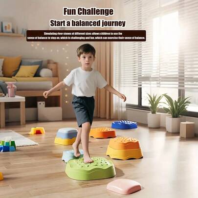 色彩鲜艳、美观的多彩踏脚石——增强协调性和感官技能，适合儿童室内娱乐玩具和户外障碍训练器材，儿童感官游戏玩具，防滑平衡木，儿童健身器材，感官玩具，完美的家居装饰和节日礼物。