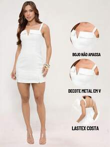 TETE FASHION OVERALLS WOMEN'S SHORT OVERALL V-NECK ELEGANT TAILORING - 白色 - 查看 5