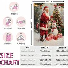 1pc Christmas Santa Claus, Snowman, Reindeer Gift Box Fleece Blanket, Super Soft Flannel Suitable For Bedroom, Living Room, Sofa And Office, Great For Travel And Gifting, Christmas