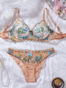 Florales Stickerei Sexy Dessous Set für Frauen