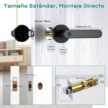 Cerradura Inteligente Electronica, [0.3s Desbloquear], 5 en 1 Huella Digital/Tarjeta IC/Contraseña/APP/Llave Mecánica Chapa Inteligente, Código de Privacidad, para Hogar, Hotel, Oficina - 1 - Ver 7
