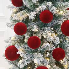 1/9 bucăți ornamente mari de Crăciun din catifea, bile, 3,94'', ornamente vintage neutre de Crăciun, agățate, decorațiuni de brad flocate pentru petrecere de sărbători, decor de Crăciun pentru casă, decorațiuni de Crăciun, decor de cameră, iarnă