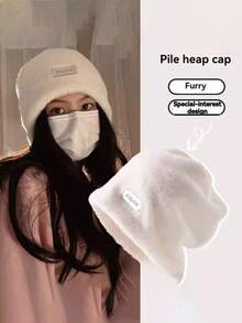 Orejera de invierno, gorro de punto de piel de conejo sintética, a prueba de viento, cálido, duradero, gorra con capas - Blanco - Ver 11