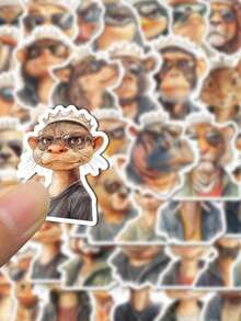 SCXXBSW 50pcs Fun Cartoon Cool King Animal Vector Art Creative Stickers Suitable For Handbooks, Phone Cases, Laptop Suitcases, Refrigerators - متعدد الألوان - مشاهدة 7