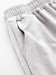 2pcs Set Boy Individuality - Element Sweatshirt Set, Soft Fabric, Spring & Autumn Streetwear & Sports Exercise Style - Grey - View 3