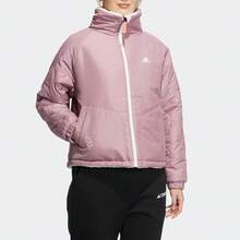 Adidas Women's Reversible Short Plush Thermal Lined Stand Collar Padded Coat HY7218 Hanyubai/Pink - Hanyu White - View 5