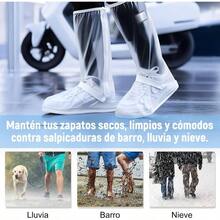 TOPONE Botas para Lluvia, Protector de Zapatos Impermeable para Hombre y Mujer, Cubrebotas con Tira Reflectante y Cremalleras, Calzado de Lluvia Nieve y Funda para Tenis, Rain Boots ReutilizableXL - Blanco-L - Ver 6