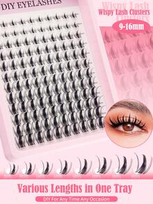 192 Pieces Fairy Eyelash Clusters 9-18mm Comic Eyelash Cluster C Curl - Wide Span DIY Eyelash Extension Wet Spiked Anime Eyelashes Single False Eyelash Cluster With 0.05mm Ultra-Thin Invisible Eyelashes With Eyelash Clusters, Eyelash Clusters, Single Eyelashes, Eyelashes, False Eyelashes - D - View 9