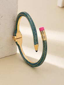 1 件时尚珠宝锌合金 3D 铅笔形可扩展手镯，多种颜色可选，适合返校、节日、教师、学生、情侣礼物 - 鉛筆手鐲 - 查看 8