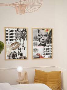 1pc Poster, Retro 90s Fashion Canvas Wall Art, Funky Red Black Fatale Magazine Cover Print, Cheetah Print Kiss Lips Poster, Y2k Fashion Shuffle Posters,Suitable For Modern Home Decoration, Living Room, Bedroom, Game Room, Dormitory Or Other Rooms,Frameless. - Multicolor - View 4