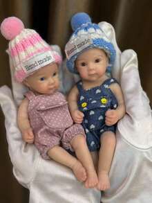 1 Stück lebensechte Mini Silikon Reborn Puppen 6 Zoll weiche Handfläche Mädchen und Junge mit offenen Augen Neugeborene mit bemalten Details, ideales sammelwürdiges Kunstspielzeug als Geschenk zu Feiertagen/Geburtstag/Weihnachten für Mädchen - Wiedergeborene Puppe - Übersicht 3