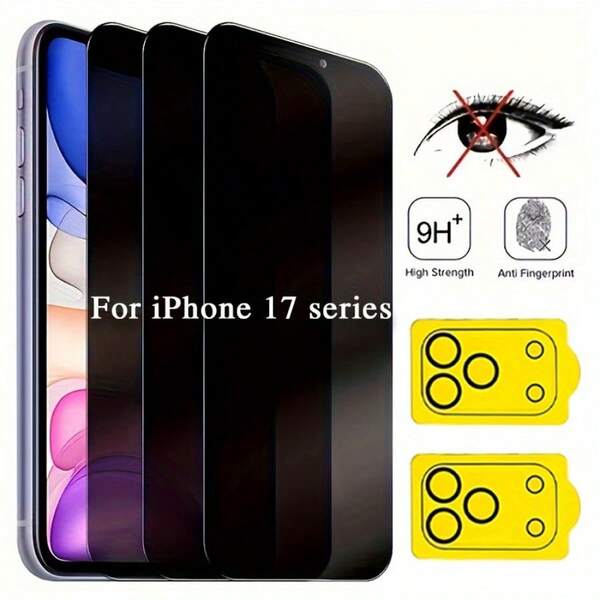3 + 2 Combination Privacy Screen Protector + 2 Lens Protector For IPhone 17/17 Pro/17 Pro Max/17 Air/For IPhone 16 Pro/16 Pro Max/16 Plus Privacy Screen Protector 9H Tempered Glass Full Coverage Protection Glass, Phone Screen Protector, Smartphone Safety, Sleek Phone Accessory, Durable Phone Cover, Scratchresistant Cover, Full Coverage Shield, Highquality Glass, Tempered Glass Protector, Mobile Device Care, Cell Phone Screen Protector
