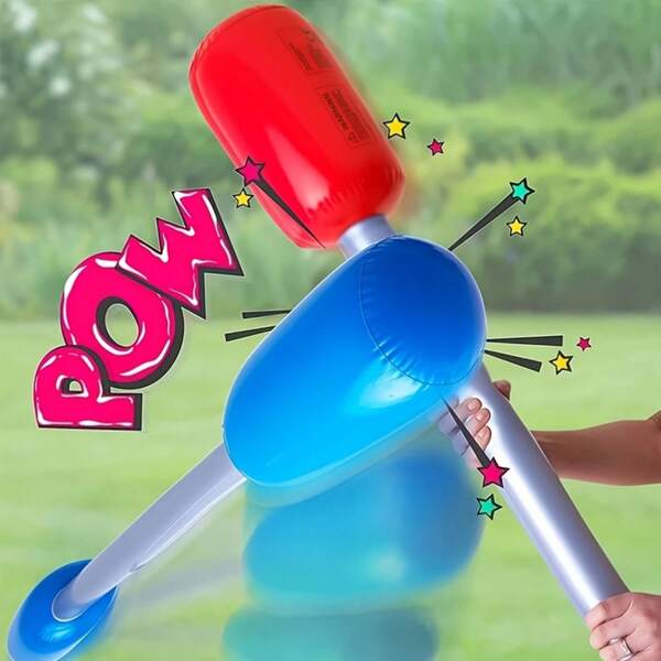 1 Set Inflatable Lawn Fight Sticks - Outdoor Interactive Battle Game, Durable Summer Physical Exercise Toy, Easy To Inflate Lightweight Portable Family Party Favor Equipment