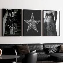 1/3 件时尚别致墙壁艺术画 Y2k 印刷帆布画亲吻嘴唇海报黑白美学少女装饰适用于卧室、客厅或宿舍房间装饰礼物无框 - 彩色 - 查看 3