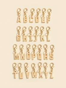 1pc Fashionable Minimalist 26 Small English Letter Shape Smooth Metal Keychain, Suitable For Women Car Key, Bag Decoration And Gift - Silver - View 13