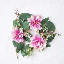 1pc Artificial Flower Wreath Candle Holder, Plastic Gerbera Daisy Floral Wreath Candle Stand, Small Floating Farmhouse Wreath, Suitable For Wedding Decor, Bridal Bouquet, Dining Table Centerpiece, Garden Wedding, Birthday Party - Multicolor - View 19