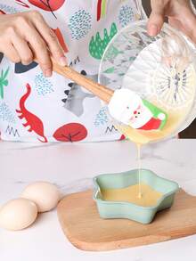 1pc Christmas Silicone Scraper, Christmas Scraper Set, Christmas Kitchen Tool, With Wooden Handle, Christmas Cake Decorating Scraper, For Cooking Baking Mixing Butter Cream - Multicolor - View 5