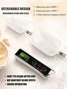 1pc Stainless Steel Kitchen Scale, High Precision 0.1g, Portable & Practical For Pet Food And Cooking, Detachable Spoon And Scale Body, Plastic Handle, Tableware Accessory, Battery Powered (Batteries Not Included) - Nhiều màu - Xem 4