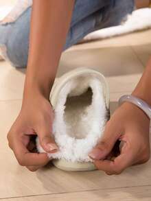 新款女士花园鞋，可调节宽松平底鞋，卧室/旅行/沙滩毛绒拖鞋，包趾拖鞋 - 米色 - 查看 7