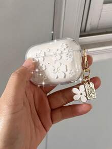 Shiny White Flower Designed Pro 3 Protective Case, Soft & Minimalist 3 Earphone Cover In Pink, Black, Blue