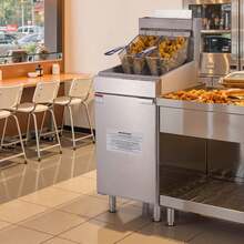 Commercial Deep Fryer, 3-Burner Fryer For Restaurants, Stainless Steel Floor Standing Deep Fryers With Dual Baskets And Adjustable Temperature, Natural Gas Powered, 40 Lbs Capacity, 90,000 BTU - khí đốt tự nhiên - Xem 1