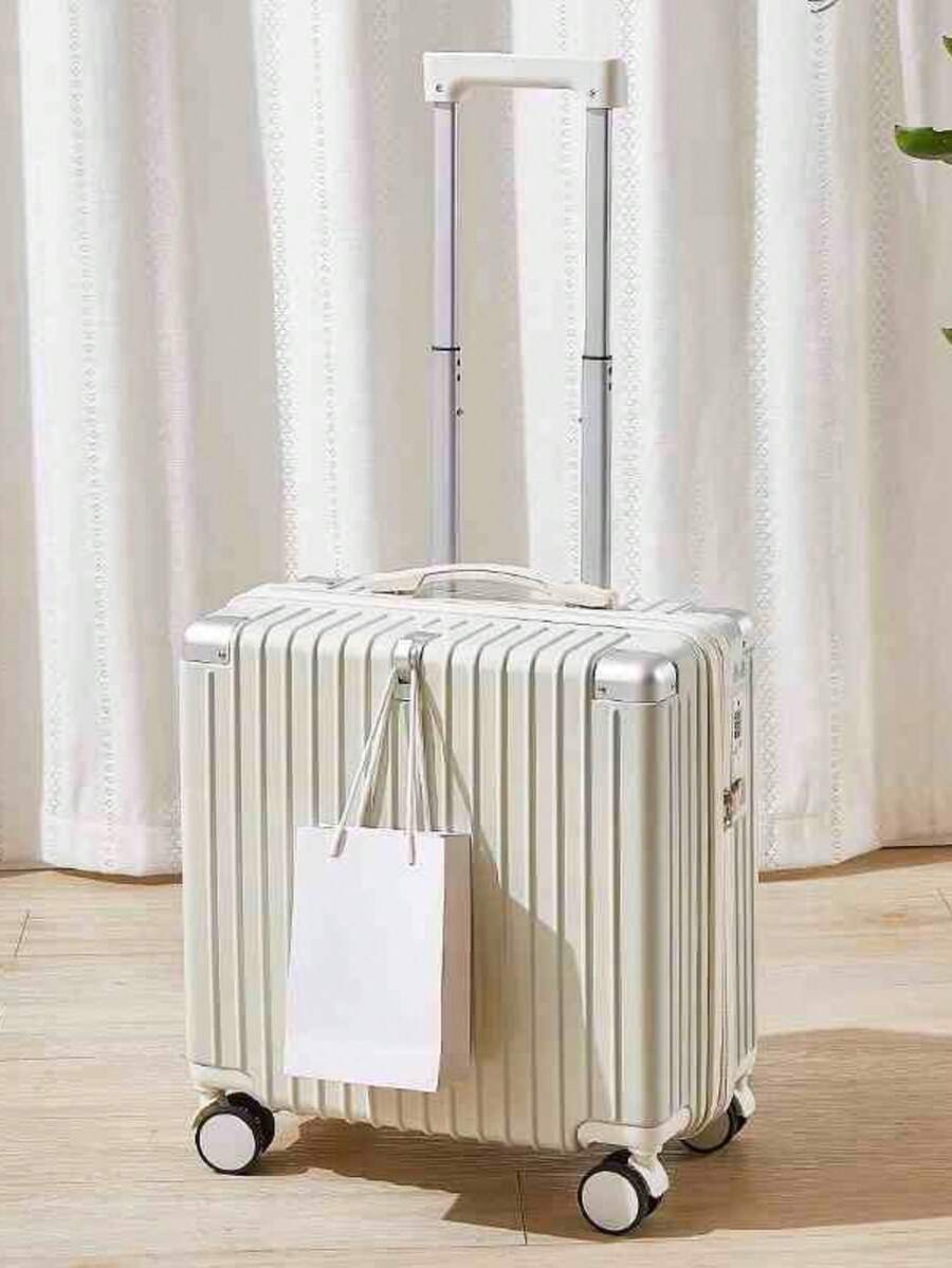 18英寸时尚随身行李箱，轻便带挂钩行李箱，实用时尚，男女皆宜 - 白色 - 查看 1