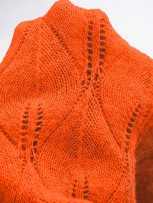 Áo khoác cardigan dài tay cổ tròn, màu xám trơn, cài cúc ngọc trai, kiểu dáng thanh lịch, phù hợp cho công sở, tiệc tùng và các dịp xã giao mùa thu | Thoải mái khi mặc - Màu Cam cháy - Xem 4