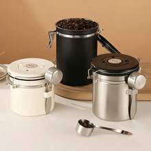 YingBei Farida Bio 304 Stainless Steel Airtight Coffee Canister With Date Tracker, Scoop And Degassing Valve, Coffee Bean Storage Jar For Office, Pantry - Multicolor - View 2