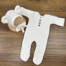 Rekwizyty do fotografii noworodkowej, strój do sesji zdjęciowej dla niemowląt, czapeczka z misiem, kombinezon dla niemowląt, akcesoria do zdjęć pamiątkowych