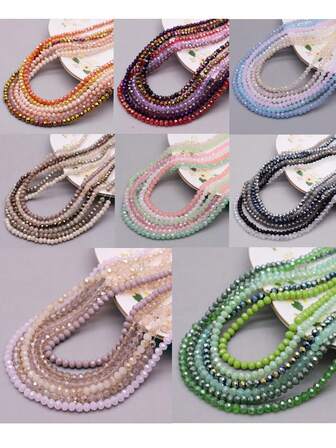 4mm 涂层颜色 6 串/包 约 720 颗珠子 圆珠 水晶玻璃珠 多面散珠 适用于珠宝制作 DIY 配件 手链 项链 服装配饰