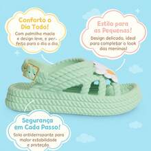 Kit Of 2 Pairs Of Girls' Daisy Sandals, Lightweight And Comfortable, Braided School Shoes - 綠色+淡紫色 - 查看 6