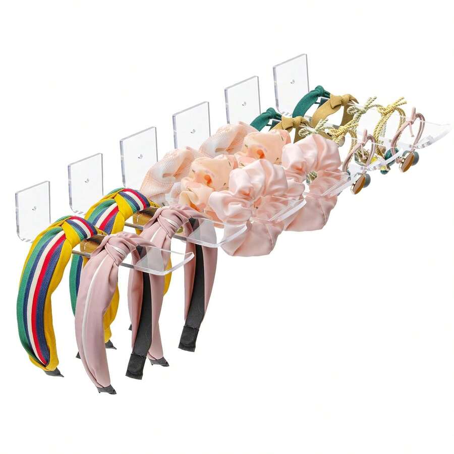 Bigfety Acrylic Headband Holder Wall, 6 Pack Clear Hanging Headband Organizer Storage For Girls Women - Clear 3PCS - 查看 1