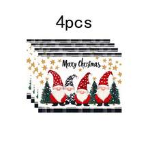 1 Stück/4 Stücke/6 Stücke/100 Stücke Weihnachtszwerg Muster Tischsets, maschinenwaschbar rechteckige Polyester Tischsets, Tischschutz, hitzebeständige Tischsets, Restaurant Tischdekoration, Party Zubehör, Weihnachtsdekoration, können als Geschenke gegeben werden - Verschiedenfarbig - Übersicht 12