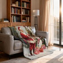 1pc Christmas Santa Claus, Snowman, Reindeer Gift Box Fleece Blanket, Super Soft Flannel Suitable For Bedroom, Living Room, Sofa And Office, Great For Travel And Gifting, Christmas