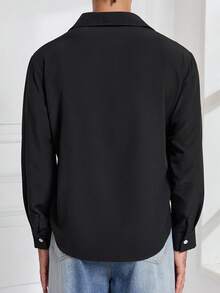 Herren Lässiges Langarm-Hemd mit Knopfleiste - atmungsaktiv für den Alltag - Schwarz - Übersicht 2