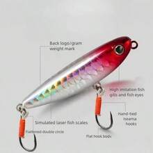 铅笔形水面行走式路亚饵，适用于水面行走式钓法，咸水鲈鱼硬饵钓具 - 彩色 - 查看 2