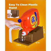 TidyFriend - Soporte para detergente lquido para ropa con bandeja de goteo y pies de agarre de goma, soporte para organizacin y almacenamiento de lavandera, dispensador de suavizante de tela con - 1 + Marrón - Ver 4