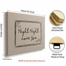 1 pieza Enmarcado/Sin marco Noche Noche Te Amo Cartel de arte de pared vintage Cita romántica de mediados de siglo Impresión en lienzo Decoración minimalista del Día de San Valentín Pintura retro para parejas, dormitorio, sala de estar, dormitorio, decoración del hogar moderna