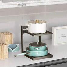 Pot Rack For Pot Storage Kitchen Stainless Steel Shelf Rack Under The Sink Multi-Layer Household Cabinet Layered - Double-layer Black [adjustable Layer Distance] - View 5