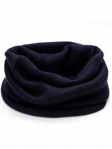 1pc Unisex Solid Color Wool Ribbed Thick Knit Neck Warmer Scarf, Fashionable Versatile Neck Protector For Autumn/Winter - Multicolor - View 21