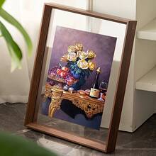 1个木质双面相框 - 可放置于桌面或悬挂于墙面，配有亚克力面板，适合放置照片和植物标本 - 天然木材和胡桃木贴面，简约装饰 - 节日礼物、毕业纪念品、书架装饰、秋季家居点缀、送给她的生日礼物 - 彩色 - 查看 9