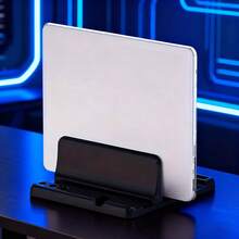 Sturdy Metal Vertical Laptop Stand Holder - Space-Saving Desktop Rack For IPad/Tablet/Notebook (10-17 Inch), Compatible With Most Laptops, Anti-Slip Stable Base